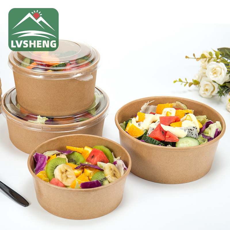 Isọnu kraft Paper Salad Bowl Mabomire ati Ẹri girisi Pẹlu Ideri mu irọrun wa si igbesi aye rẹ