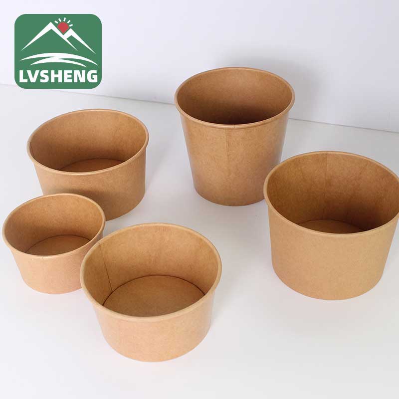 Biodegradable Kraft Paper Salad Bowl Pẹlu Ideri