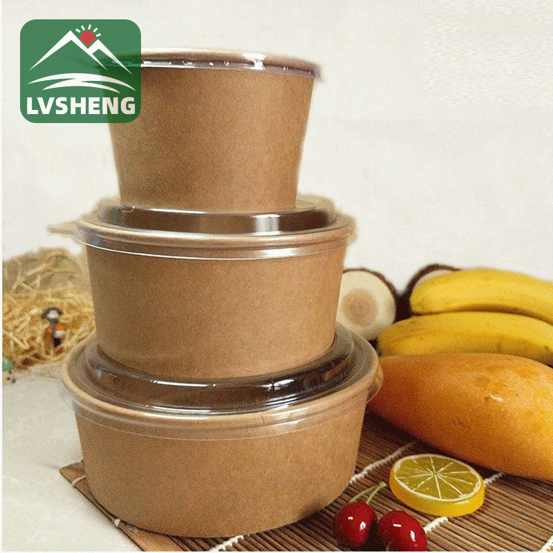 Awọn abọ iwe Kraft pẹlu ideri