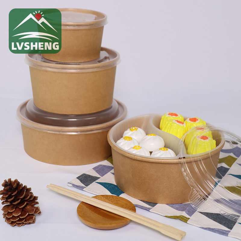 Kraft Paper Bowls Ounjẹ Iṣakojọpọ